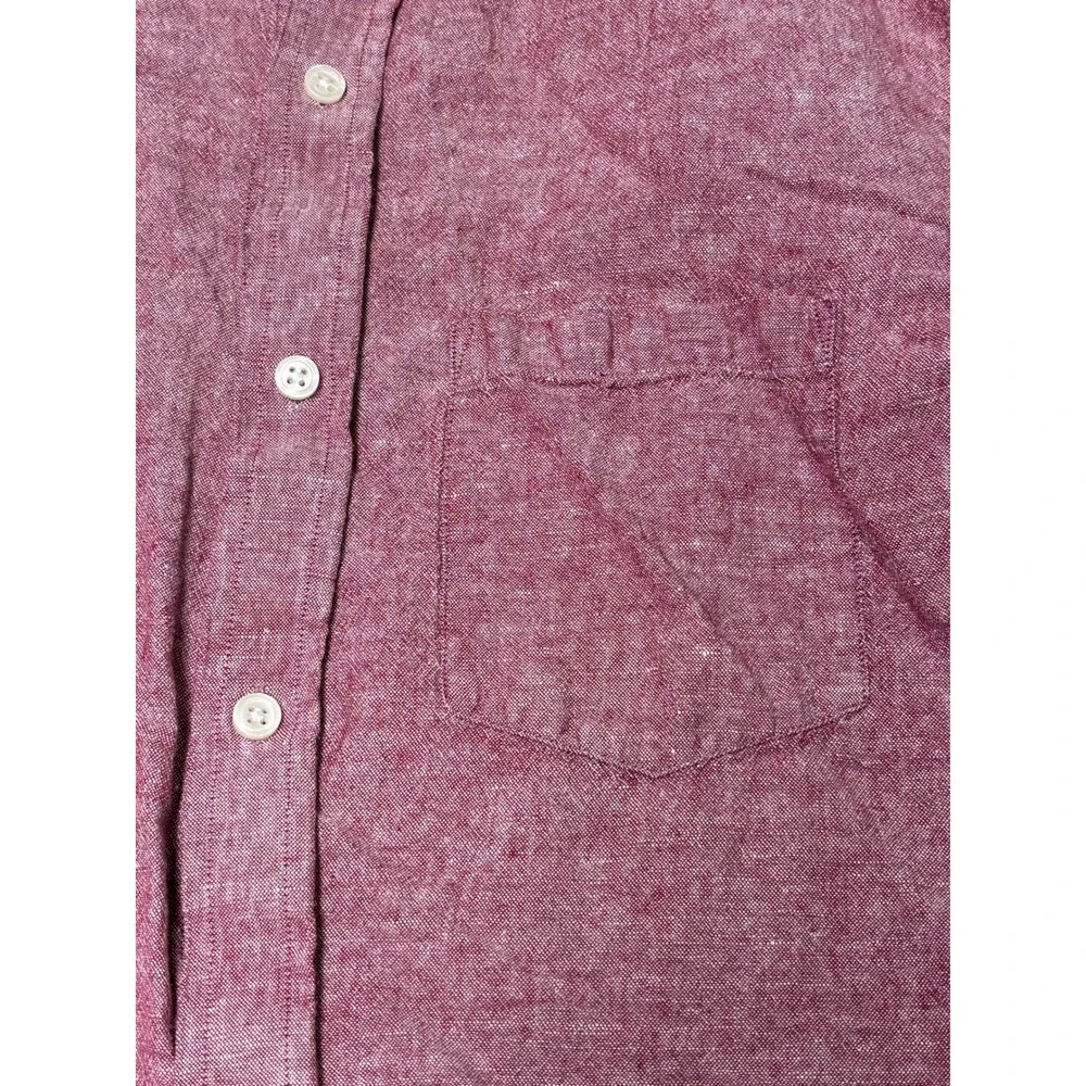 Banana Republic Mens Large Linen Blend Standard Fit Burgundy Button Down Shirt